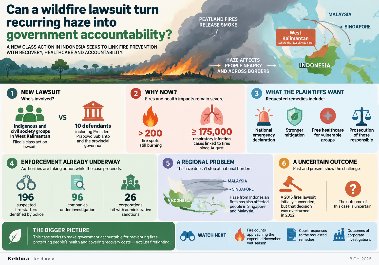 Visual Cheatsheet Version A for Can a wildfire lawsuit turn recurring haze into government accountability?. Full text follows for assistive technology.