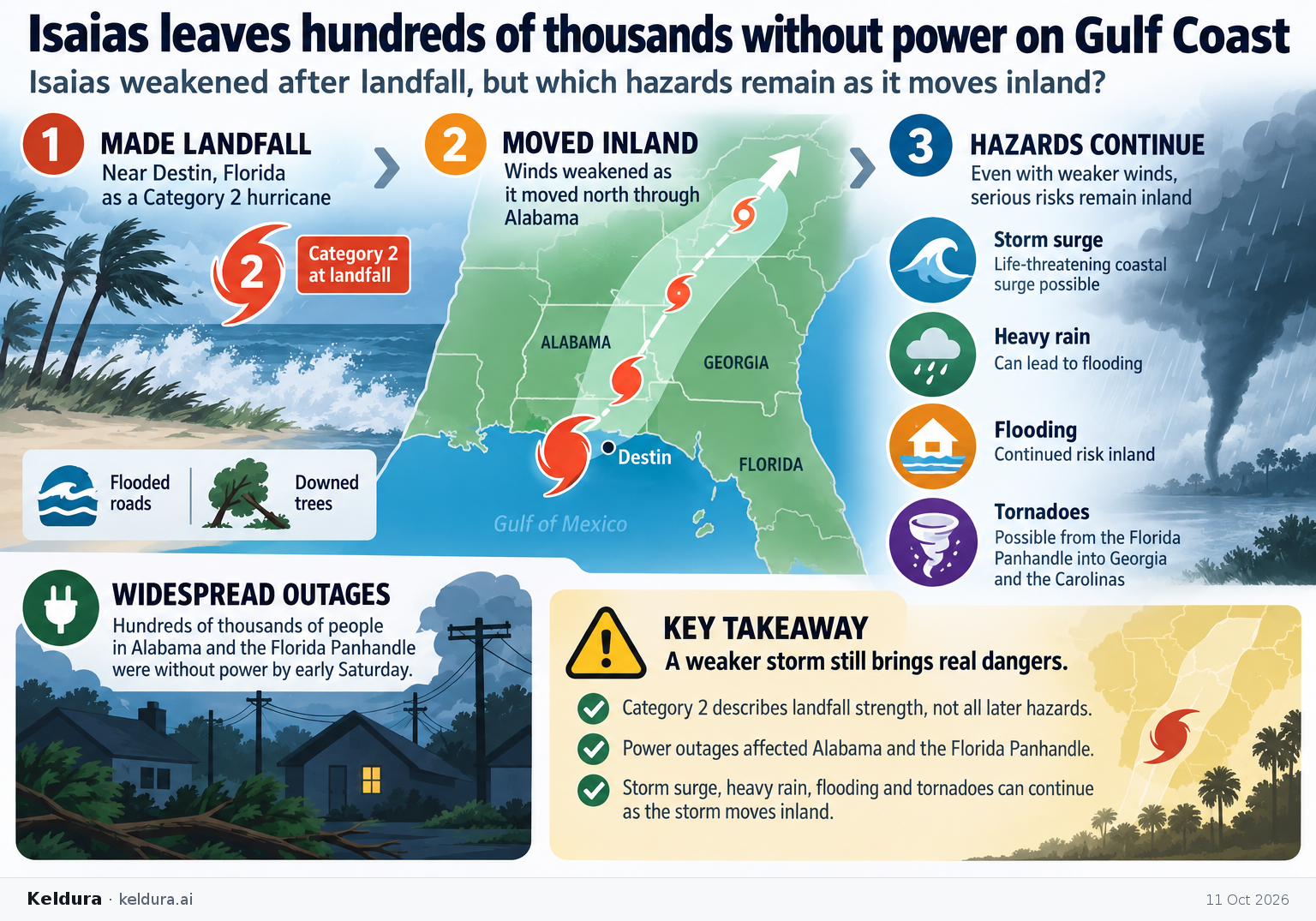 Visual Cheatsheet Version A for Isaias leaves hundreds of thousands without power on Gulf Coast. Full text follows for assistive technology.