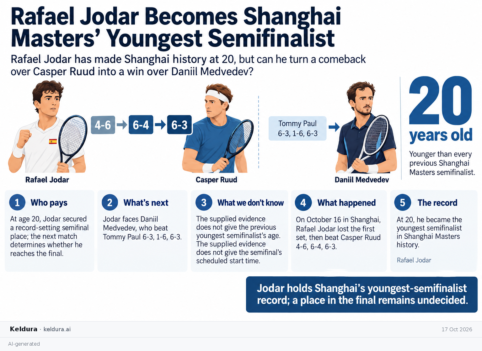 Visual Cheatsheet Version A for Rafael Jodar Becomes Shanghai Masters’ Youngest Semifinalist. Full text follows for assistive technology.