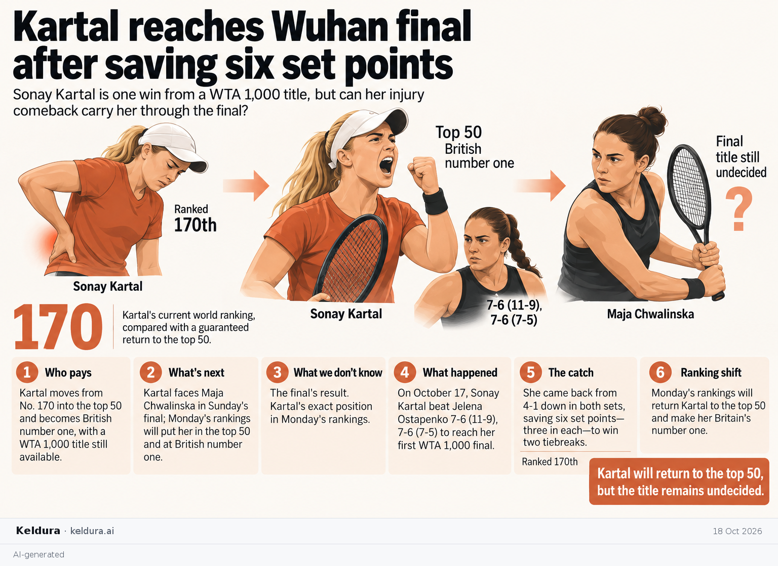 Visual Cheatsheet Version A for Kartal reaches Wuhan final after saving six set points. Full text follows for assistive technology.